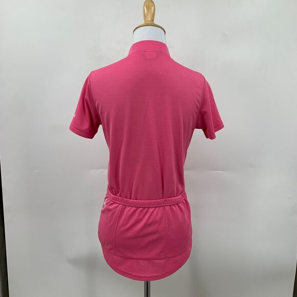 Canari Cycling Shirt Women S Pink Quarter Zip Mock Neck Short Sleeve Back Pocket - Picture 7 of 12